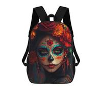 sinyumoney Mochila Infantil, Mochila Sugar Skull Woman Impresa En 3D, Mochila Para Niños Y Niñas, Mochila Escolar Ligera Y Ajustable De 17 Pulgadas Para La Escuela Primaria 17inch