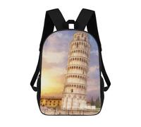 sinyumoney Mochila Infantil, Mochila The Leaning Tower of Pisa Impresa En 3D, Mochila Para Niños Y Niñas, Mochila Escolar Ligera Y Ajustable De 17 Pulgadas Para La Escuela Primaria 17inch