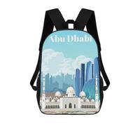 sinyumoney Mochila Infantil, Mochila Travel to Abu Dhabi Impresa En 3D, Mochila Para Niños Y Niñas, Mochila Escolar Ligera Y Ajustable De 17 Pulgadas Para La Escuela Primaria 17inch