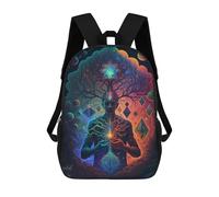 sinyumoney Mochila Infantil, Mochila Tree of Life Cosmic Connection Impresa En 3D, Mochila Para Niños Y Niñas, Mochila Escolar Ligera Y Ajustable De 17 Pulgadas Para La Escuela Primaria 17inch