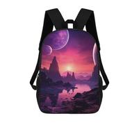 sinyumoney Mochila Infantil, Mochila Violet Alien Planet Impresa En 3D, Mochila Para Niños Y Niñas, Mochila Escolar Ligera Y Ajustable De 17 Pulgadas Para La Escuela Primaria 17inch