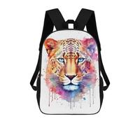 sinyumoney Mochila Infantil, Mochila Watercolor Leopard Face Impresa En 3D, Mochila Para Niños Y Niñas, Mochila Escolar Ligera Y Ajustable De 17 Pulgadas Para La Escuela Primaria 17inch