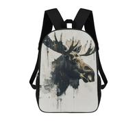 sinyumoney Mochila Infantil Moose Watercolor Painting Mochila Escolar 3D Mochila Escolar Para Niños Mochilas Escolares Mochila De Moda Con Bolsillo Bolsas Para Libros 17inch