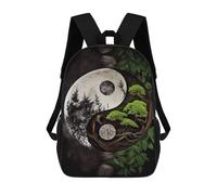 sinyumoney Mochila Infantil Natures Yin And Yang Mochila Escolar 3D Mochila Escolar Para Niños Mochilas Escolares Mochila De Moda Con Bolsillo Bolsas Para Libros 17inch