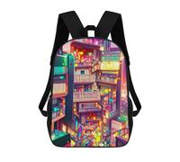 sinyumoney Mochila Infantil Neon Cityscape Vibrant Urban Architecture Para Niños Y Niñas, Mochila De Viaje Para Niños, Mochila Escolar Para Adolescentes 17inch