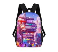 sinyumoney Mochila Infantil Neon Cityscape Vibrant Urban Landscape Para Niños Y Niñas, Mochila De Viaje Para Niños, Mochila Escolar Para Adolescentes 17inch