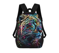 sinyumoney Mochila Infantil, Neon Leopard Portrait -3 Mochila Escolar De Gran Capacidad Para Estudiantes, Mochila Para Libros, Mochila Para Niños, Niñas, Adultos Y Adolescentes 17inch