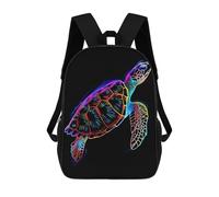 sinyumoney Mochila Infantil Neon Turtle on Black Background Mochila Escolar 3D Mochila Escolar Para Niños Mochilas Escolares Mochila De Moda Con Bolsillo Bolsas Para Libros 17inch