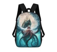 sinyumoney Mochila Infantil Octopus Vs. Ship Ocean Battle Mochila Escolar 3D Mochila Escolar Para Niños Mochilas Escolares Mochila De Moda Con Bolsillo Bolsas Para Libros 17inch