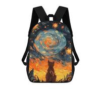 sinyumoney Mochila Infantil Orange Cat Starry Night Para Niños Y Niñas, Mochila De Viaje Para Niños, Mochila Escolar Para Adolescentes 17inch