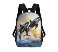 sinyumoney Mochila Infantil Orcas Leaping at Sunset Mochila Escolar 3D Mochila Escolar Para Niños Mochilas Escolares Mochila De Moda Con Bolsillo Bolsas Para Libros 17inch