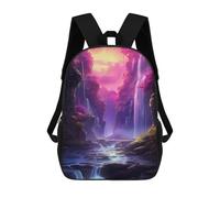 sinyumoney Mochila Infantil, Purple Fantasy Waterfall Mochila Escolar De Gran Capacidad Para Estudiantes, Mochila Para Libros, Mochila Para Niños, Niñas, Adultos Y Adolescentes 17inch