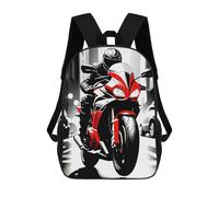 sinyumoney Mochila Infantil Red Motorcycle Rider in Cityscape Mochila Escolar 3D Mochila Escolar Para Niños Mochilas Escolares Mochila De Moda Con Bolsillo Bolsas Para Libros 17inch