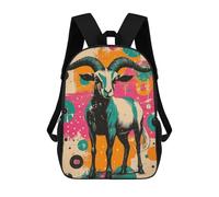 sinyumoney Mochila Infantil Retro Goat Illustration Goat - Rustic Pop Art Charm Mochila Escolar 3D Mochila Escolar Para Niños Mochilas Escolares Mochila De Moda Con Bolsillo Bolsas Para Libros 17inch