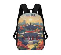 sinyumoney Mochila Infantil Seoul Cityscape with Temple Mochila Escolar 3D Mochila Escolar Para Niños Mochilas Escolares Mochila De Moda Con Bolsillo Bolsas Para Libros 17inch