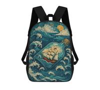 sinyumoney Mochila Infantil Ship in A Bottle Ocean Scene Mochila Escolar 3D Mochila Escolar Para Niños Mochilas Escolares Mochila De Moda Con Bolsillo Bolsas Para Libros 17inch