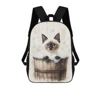 sinyumoney Mochila Infantil Siamese Kitten Bubble Bath Mochila Escolar 3D Mochila Escolar Para Niños Mochilas Escolares Mochila De Moda Con Bolsillo Bolsas Para Libros 17inch