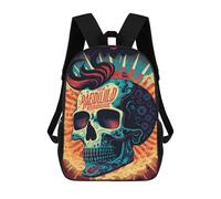 sinyumoney Mochila Infantil, Skull with Mohawk Art Print Mochila Escolar De Gran Capacidad Para Estudiantes, Mochila Para Libros, Mochila Para Niños, Niñas, Adultos Y Adolescentes 17inch