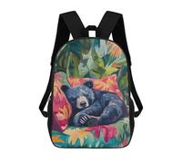 sinyumoney Mochila Infantil, Sleeping Bear in Tropical Paradise Mochila Escolar De Gran Capacidad Para Estudiantes, Mochila Para Libros, Mochila Para Niños, Niñas, Adultos Y Adolescentes 17inch