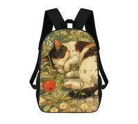 sinyumoney Mochila Infantil Sleeping Cat in Flowers Mochila Escolar 3D Mochila Escolar Para Niños Mochilas Escolares Mochila De Moda Con Bolsillo Bolsas Para Libros 17inch