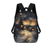 sinyumoney Mochila Infantil Snowy Christmas Village Mochila Escolar 3D Mochila Escolar Para Niños Mochilas Escolares Mochila De Moda Con Bolsillo Bolsas Para Libros 17inch