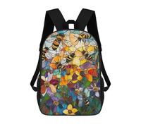 sinyumoney Mochila Infantil Stained Glass Bees & Flowers Mochila Escolar 3D Mochila Escolar Para Niños Mochilas Escolares Mochila De Moda Con Bolsillo Bolsas Para Libros 17inch