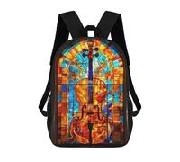 sinyumoney Mochila Infantil Stained Glass Cello Mochila Escolar 3D Mochila Escolar Para Niños Mochilas Escolares Mochila De Moda Con Bolsillo Bolsas Para Libros 17inch