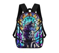 sinyumoney Mochila Infantil, Stained Glass Wolf Window Mochila Escolar De Gran Capacidad Para Estudiantes, Mochila Para Libros, Mochila Para Niños, Niñas, Adultos Y Adolescentes 17inch