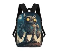 sinyumoney Mochila Infantil Steampunk Robot Cat Art Mochila Escolar 3D Mochila Escolar Para Niños Mochilas Escolares Mochila De Moda Con Bolsillo Bolsas Para Libros 17inch