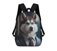 sinyumoney Mochila Infantil Stylish Husky in Suit Art Print Mochila Escolar 3D Mochila Escolar Para Niños Mochilas Escolares Mochila De Moda Con Bolsillo Bolsas Para Libros 17inch