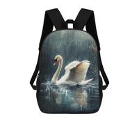 sinyumoney Mochila Infantil Swan in The Rain Mochila Escolar 3D Mochila Escolar Para Niños Mochilas Escolares Mochila De Moda Con Bolsillo Bolsas Para Libros 17inch