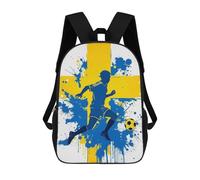 sinyumoney Mochila Infantil Sweden Soccer Player with Flag Mochila Escolar 3D Mochila Escolar Para Niños Mochilas Escolares Mochila De Moda Con Bolsillo Bolsas Para Libros 17inch