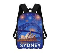 sinyumoney Mochila Infantil Sydney Harbour Bridge & Opera House Mochila Escolar 3D Mochila Escolar Para Niños Mochilas Escolares Mochila De Moda Con Bolsillo Bolsas Para Libros 17inch