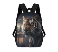 sinyumoney Mochila Infantil Tiger in The Big City Mochila Escolar 3D Mochila Escolar Para Niños Mochilas Escolares Mochila De Moda Con Bolsillo Bolsas Para Libros 17inch