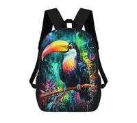 sinyumoney Mochila Infantil Toucan in A Colorful World Mochila Escolar 3D Mochila Escolar Para Niños Mochilas Escolares Mochila De Moda Con Bolsillo Bolsas Para Libros 17inch
