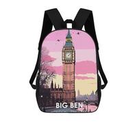 sinyumoney Mochila Infantil Travel to Big Ben Mochila Escolar 3D Mochila Escolar Para Niños Mochilas Escolares Mochila De Moda Con Bolsillo Bolsas Para Libros 17inch