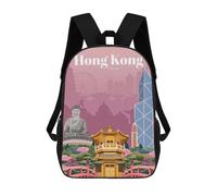 sinyumoney Mochila Infantil Travel to Hong Kong Mochila Escolar 3D Mochila Escolar Para Niños Mochilas Escolares Mochila De Moda Con Bolsillo Bolsas Para Libros 17inch