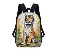 sinyumoney Mochila Infantil Watercolor Tiger Mochila Escolar 3D Mochila Escolar Para Niños Mochilas Escolares Mochila De Moda Con Bolsillo Bolsas Para Libros 17inch