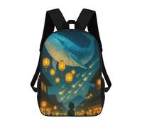sinyumoney Mochila Infantil Whale in The Sky over Japanese Town Mochila Escolar 3D Mochila Escolar Para Niños Mochilas Escolares Mochila De Moda Con Bolsillo Bolsas Para Libros 17inch