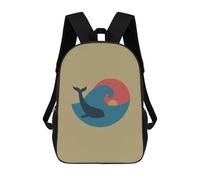 sinyumoney Mochila Infantil Whale in Wave with Sunset Mochila Escolar 3D Mochila Escolar Para Niños Mochilas Escolares Mochila De Moda Con Bolsillo Bolsas Para Libros 17inch