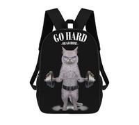 sinyumoney Mochila Infantil White Cat Weightlifting Para Niños Y Niñas, Mochila De Viaje Para Niños, Mochila Escolar Para Adolescentes 17inch