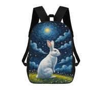 sinyumoney Mochila Infantil White Rabbit Starry Sky Para Niños Y Niñas, Mochila De Viaje Para Niños, Mochila Escolar Para Adolescentes 17inch