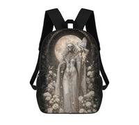 sinyumoney Mochila Infantil, White Santa Muerte with Owl And Roses Mochila Escolar De Gran Capacidad Para Estudiantes, Mochila Para Libros, Mochila Para Niños, Niñas, Adultos Y Adolescentes 17inch