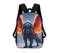 sinyumoney Mochila Infantil Winged Wolf with Fiery Wings Mochila Escolar 3D Mochila Escolar Para Niños Mochilas Escolares Mochila De Moda Con Bolsillo Bolsas Para Libros 17inch