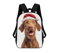 sinyumoney Mochila Infantil Wirehaired Vizsla Dog with Santa Hat Mochila Escolar 3D Mochila Escolar Para Niños Mochilas Escolares Mochila De Moda Con Bolsillo Bolsas Para Libros 17inch