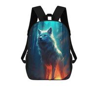 sinyumoney Mochila Infantil Wolf in Flames Mochila Escolar 3D Mochila Escolar Para Niños Mochilas Escolares Mochila De Moda Con Bolsillo Bolsas Para Libros 17inch
