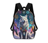 sinyumoney Mochila Infantil, Wolf Spirit Dreamcatcher -2 Mochila Escolar De Gran Capacidad Para Estudiantes, Mochila Para Libros, Mochila Para Niños, Niñas, Adultos Y Adolescentes 17inch