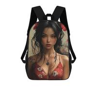 sinyumoney Mochila Infantil Woman in Red Dress Mochila Escolar 3D Mochila Escolar Para Niños Mochilas Escolares Mochila De Moda Con Bolsillo Bolsas Para Libros 17inch