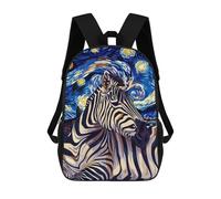 sinyumoney Mochila Infantil Zebra in Starry Night Style Mochila Escolar 3D Mochila Escolar Para Niños Mochilas Escolares Mochila De Moda Con Bolsillo Bolsas Para Libros 17inch