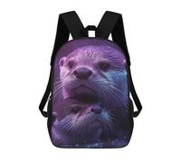 sinyumoney Mochila Informal Para Exteriores Impresa En 3D 17inch Mochila Escolar Infantil Linda Para Viajes Otter Duo in Purple Light Bolsos Infantiles Informales De Moda Para Niños De Primaria